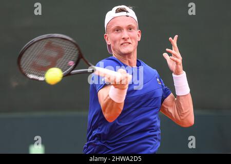 Coupe Davis (Buenos Aires): Jiri Lehecka (République tchèque) contre l'Argentine. Qualificatifs 2022 Banque D'Images