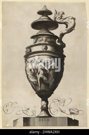 Art inspiré par les dessins et les imprimés, l'ornement imprimé et l'architecture, plate 10 : vase avec poignée en forme de griffon et De Frieze, les œuvres classiques modernisées par Artotop avec une touche de modernité. Formes, couleur et valeur, impact visuel accrocheur sur l'art émotions par la liberté d'œuvres d'art d'une manière contemporaine. Un message intemporel qui cherche une nouvelle direction créative. Artistes qui se tournent vers le support numérique et créent le NFT Artotop Banque D'Images