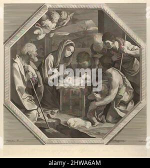 Art inspiré par dessins et estampes, l'impression, l'adoration des bergers qui s'agenouillent ensemble juste avant le bébé Christ, la Vierge, œuvres classiques modernisées par Artotop avec une touche de modernité. Formes, couleur et valeur, impact visuel accrocheur sur l'art émotions par la liberté d'œuvres d'art d'une manière contemporaine. Un message intemporel qui cherche une nouvelle direction créative. Artistes qui se tournent vers le support numérique et créent le NFT Artotop Banque D'Images