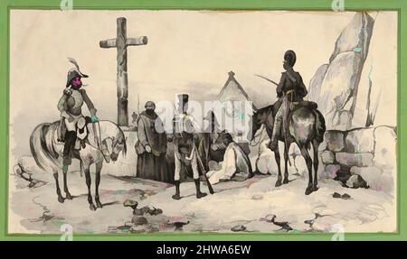 Art inspiré par dessins et estampes, Imprimer, les soldats se sont rassemblés devant une église avec des prêtres et un crucifix, artiste, Victor Adam, Français, oeuvres classiques modernisées par Artotop avec un peu de modernité. Formes, couleur et valeur, impact visuel accrocheur sur l'art émotions par la liberté d'œuvres d'art d'une manière contemporaine. Un message intemporel qui cherche une nouvelle direction créative. Artistes qui se tournent vers le support numérique et créent le NFT Artotop Banque D'Images