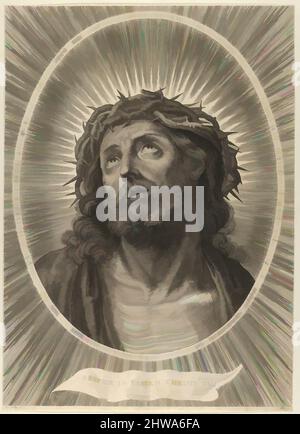 Art inspiré par dessins et estampes, Imprimer, Chef du Christ regardant avec la couronne d'épines, dans un cadre ovale, après Reni, oeuvres classiques modernisées par Artotop avec une touche de modernité. Formes, couleur et valeur, impact visuel accrocheur sur l'art émotions par la liberté d'œuvres d'art d'une manière contemporaine. Un message intemporel qui cherche une nouvelle direction créative. Artistes qui se tournent vers le support numérique et créent le NFT Artotop Banque D'Images