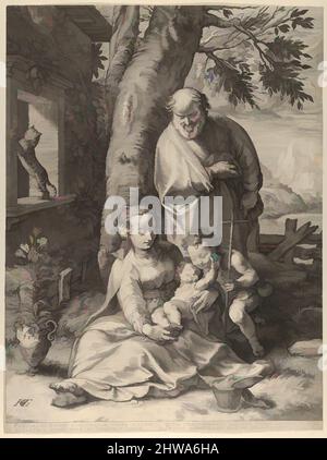 Art inspiré par dessins et estampes, Imprimer, la Sainte famille avec le bébé Jean Baptiste, artiste, Hendrick Goltzius, Federico Barocci, oeuvres classiques modernisées par Artotop avec un peu de modernité. Formes, couleur et valeur, impact visuel accrocheur sur l'art émotions par la liberté d'œuvres d'art d'une manière contemporaine. Un message intemporel qui cherche une nouvelle direction créative. Artistes qui se tournent vers le support numérique et créent le NFT Artotop Banque D'Images