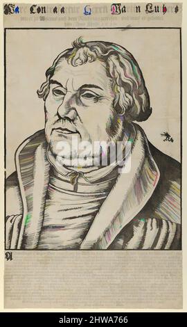 Art inspiré par dessins et estampes, Print, Martin Luther, buste à gauche, artiste, Lucas Cranach The Elder, Allemand, Kronach 1472–1553 Weimar, oeuvres classiques modernisées par Artotop avec une touche de modernité. Formes, couleur et valeur, impact visuel accrocheur sur l'art émotions par la liberté d'œuvres d'art d'une manière contemporaine. Un message intemporel qui cherche une nouvelle direction créative. Artistes qui se tournent vers le support numérique et créent le NFT Artotop Banque D'Images