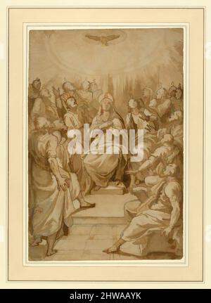 Art inspiré par les dessins et les estampes, le dessin, la Pentecôte (la descente de l'Esprit Saint), artiste, Cesare Nebbia, Italien, Orvieto ca. 1536, œuvres classiques modernisées par Artotop avec une touche de modernité. Formes, couleur et valeur, impact visuel accrocheur sur l'art émotions par la liberté d'œuvres d'art d'une manière contemporaine. Un message intemporel qui cherche une nouvelle direction créative. Artistes qui se tournent vers le support numérique et créent le NFT Artotop Banque D'Images