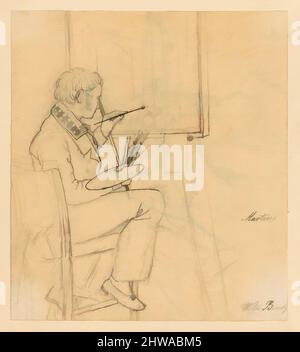 Art inspiré par dessins et estampes, dessin, Portrait du peintre Ditlev Martens à l'œuvre derrière et Easel; verso: Un artiste croquis, œuvres classiques modernisées par Artotop avec un peu de modernité. Formes, couleur et valeur, impact visuel accrocheur sur l'art émotions par la liberté d'œuvres d'art d'une manière contemporaine. Un message intemporel qui cherche une nouvelle direction créative. Artistes qui se tournent vers le support numérique et créent le NFT Artotop Banque D'Images