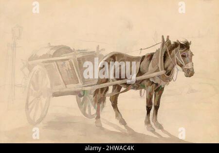 Art inspiré par Un chariot dessiné par un cheval brun près d'un mât de lampe; Verso: Un groupe de officiers montés, Johann Adam Klein (allemand, Nuremberg 1792, œuvres classiques modernisées par Artotop avec un peu de modernité. Formes, couleur et valeur, impact visuel accrocheur sur l'art émotions par la liberté d'œuvres d'art d'une manière contemporaine. Un message intemporel qui cherche une nouvelle direction créative. Artistes qui se tournent vers le support numérique et créent le NFT Artotop Banque D'Images