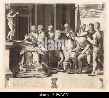 Art inspiré par dessins et estampes, Imprimer, planche 4: Le père de psyché consultant l'Oracle, accompagné d'un autre roi, oeuvres classiques modernisées par Artotop avec un peu de modernité. Formes, couleur et valeur, impact visuel accrocheur sur l'art émotions par la liberté d'œuvres d'art d'une manière contemporaine. Un message intemporel qui cherche une nouvelle direction créative. Artistes qui se tournent vers le support numérique et créent le NFT Artotop Banque D'Images