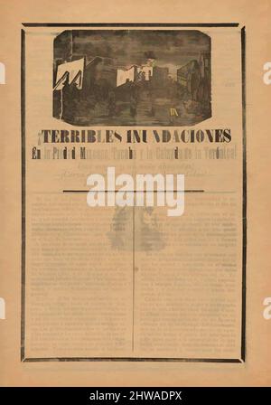 Art inspiré par le grand écran en rapport avec une nouvelle histoire sur les inondations dans plusieurs villes, villageois passant à travers l'eau, José Guadalupe Posada, Classic œuvres modernisées par Artotop avec un peu de modernité. Formes, couleur et valeur, impact visuel accrocheur sur l'art émotions par la liberté d'œuvres d'art d'une manière contemporaine. Un message intemporel qui cherche une nouvelle direction créative. Artistes qui se tournent vers le support numérique et créent le NFT Artotop Banque D'Images