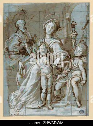 Art inspiré par les dessins et les imprimés, dessin, Sainte famille avec le bébé Saint-Jean-Baptiste (recto); grandes ébauches de pantacourt, œuvres classiques modernisées par Artotop avec une touche de modernité. Formes, couleur et valeur, impact visuel accrocheur sur l'art émotions par la liberté d'œuvres d'art d'une manière contemporaine. Un message intemporel qui cherche une nouvelle direction créative. Artistes qui se tournent vers le support numérique et créent le NFT Artotop Banque D'Images