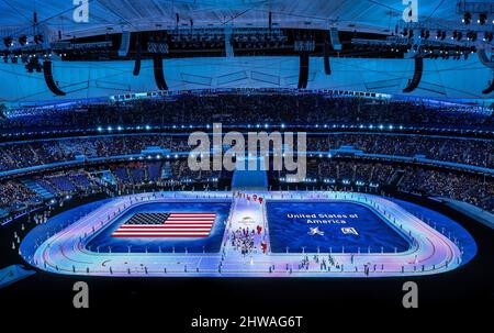 Pékin, Hebei, Chine. 4th mars 2022. L'équipe des États-Unis marche dans la Parade des athlètes aux Jeux paralympiques de 2022 à Beijing. (Image de crédit : © Mark Edward Harris/ZUMA Press Wire) Banque D'Images