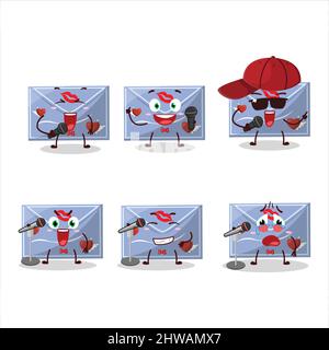 Un joli dessin de dessin de dessin de dessin de bleu amour enveloppe chantant une chanson célèbre. Illustration vectorielle Illustration de Vecteur