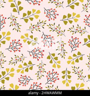 Moderne et tendance, le motif fleuri imprimé fleuri façon fleurs, feuilles et fruits est sans couture. Arrière-plan élégant à texture répétée pour l'impression et le textile Illustration de Vecteur