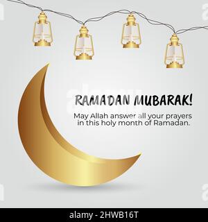 Ramadan Moubarak. Cartes de vœux islamiques pour les vacances musulmanes. Illustration Banque D'Images