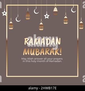 Ramadan Moubarak. Cartes de vœux islamiques pour les vacances musulmanes. Illustration Banque D'Images