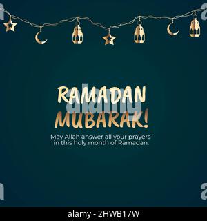 Ramadan Moubarak. Cartes de vœux islamiques pour les vacances musulmanes. Illustration Banque D'Images