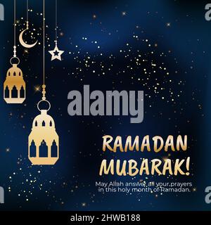 Ramadan Moubarak. Cartes de vœux islamiques pour les vacances musulmanes. Illustration Banque D'Images