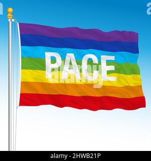 Drapeau du mouvement de la paix, symbole international, illustration vectorielle, langue italienne Illustration de Vecteur