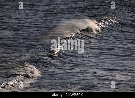 Vagues se brisant à Flamborough Head, East Riding of Yorkshire. Banque D'Images