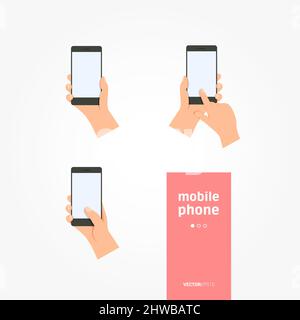 Mains tenant le téléphone mobile Vector Illustration de Vecteur