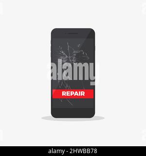 Icône réparer le téléphone à plat Illustration de Vecteur
