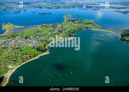 France. Bretagne. Golfe du Morbihan (56) vue aérienne de l'île d'Arz Banque D'Images