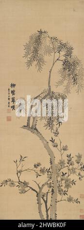 Willow Tree et Blossing Peach. Artiste: Jin Nong, Chinois, 1687–1764 Banque D'Images