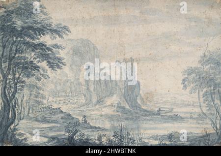 Paysage avec Fisherman et Duck Hunter. Artiste: ROELANDT Savery, Néerlandais, 1576–1639 artiste, éventuellement par: Jacob Savery I, Flamand, 1545–1602 Banque D'Images