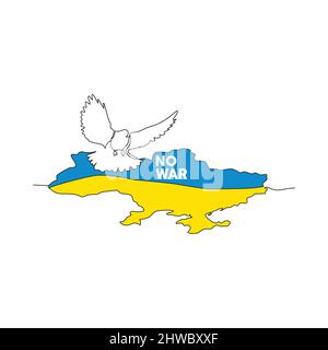 Colombe de la paix sur l'Ukraine illustration de ligne continue. Illustration de Vecteur