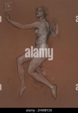 Étudiez pour le chiffre de 9 heures pour la fresque « les heures » pour le bâtiment du capitole de l'État à Harrisburg, Pennsylvanie. Artiste: Edwin Austin Abbey, cuisine américaine, 1852–1911, M.A. (HON.) 1897 Banque D'Images