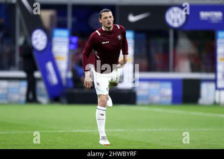 Milan, Italie. 04th mars 2022. Milan Durique de l'US Salerntana pendant l'échauffement avant la série Un match entre le FC Internazionale et nous Salerntana. Credit: Marco Canoniero / Alamy Live News Banque D'Images