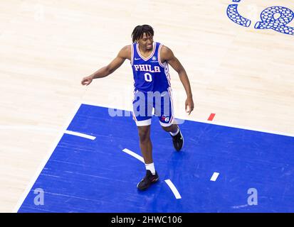 Tirese Maxey (76ers 0)
en action pendant le match de la National Basketball Association entre les cavaliers Philadelphia 76ers et Cleveland au Wells Fargo Center de Philadelphie, en Pennsylvanie (PAS D'UTILISATION COMMERCIALE) Banque D'Images