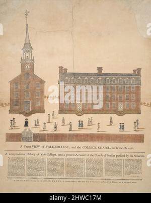 Vue de face du Yale-College et de la chapelle College, à New Haven. Artiste: Daniel Bowen, américain, actif 18th siècle Banque D'Images