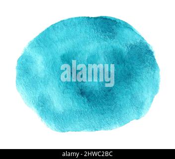 Forme abstraite turquoise aquarelle comme arrière-plan isolé sur blanc. Aquarelle clip art pour votre conception Banque D'Images