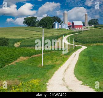 Iowa Farm, près de Luxembourg, Iowa. Comté de Dubuque. Banque D'Images