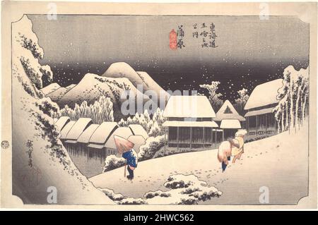 Nuit neige à Kambara: Cinquante-trois stations du Tokaido. Artiste: Utagawa Hiroshige, japonais, 1797–1858 Banque D'Images