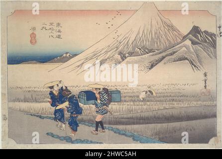 Fuji dans la matinée à Hara, de la série cinquante-trois stations du Tokaido. Artiste: Utagawa Hiroshige, japonais, 1797–1858 Banque D'Images