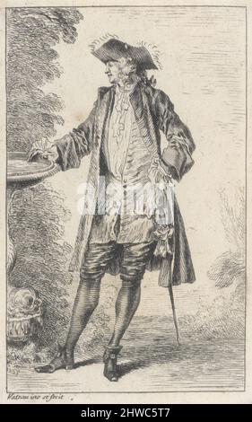 Plaque de la série Figures de mode (Figures of Fashion). Artiste : Jean-Antoine Watteau, français, 1684–1721Engraver : Henri-Simon Thomassin le plus jeune, français, 1687–1741 Banque D'Images
