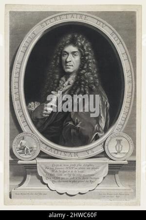 Portrait de Jean-Baptiste Lully (1632-1687). Graveur : Jean Louis Roullet, français, 1645–1699After : Paul Mignard, français, 1639–1691 Banque D'Images