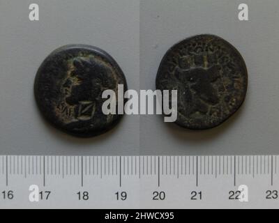 Coin de Domitian, empereur de Rome de Laodicée ad Mare. Souverain: Domitian, empereur de Rome, A.D. 51–96, règle 81–96 monnaie: Laodicée ad Mare artiste: Inconnu Banque D'Images