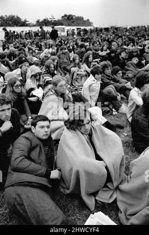 Fans de musique au Festival de l'île de Wight. 30th août 1969. Banque D'Images