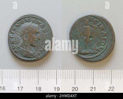 Pièce de Maximinus I, empereur de Rome de Thessalonique. Chef: Maximinus I, empereur de Rome, ca. A.D. 173–238, a statué 235–38 monnaie: Thessalonica Banque D'Images