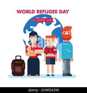 Scénario de la Journée mondiale des réfugiés juin 20 modèle de conception, carte de vœux créative ou illustration vectorielle de bannière Illustration de Vecteur