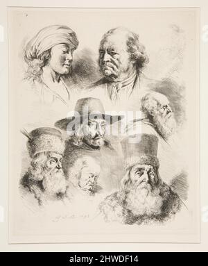 Sept têtes de portrait. Artiste : Jean Jacques de Boissieu, français, 1736–1810 Banque D'Images