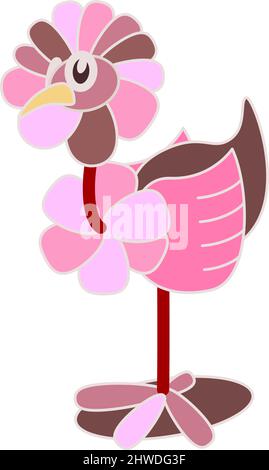 dinde rose fou drôle de regard dinde Illustration de Vecteur