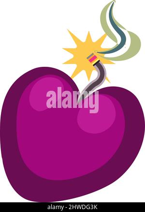 bombe à coeur avec mèche à fumer éclairée Illustration de Vecteur