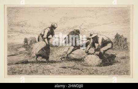 Les lieurs de gerbes. Artiste : Jules Dupre, français, 1811–1889 Banque D'Images