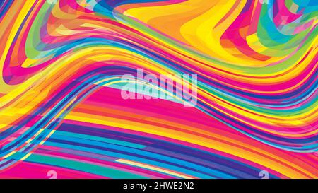 Arrière-plan abstrait coloré et coloré avec ruban torsadé multicolore. Illustration graphique vectorielle complexe. Couleurs CMJN Illustration de Vecteur