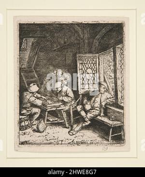 Les joueurs de Backgammon. Artiste: Adriaen van Ostade, néerlandais, 1610–1685 Banque D'Images