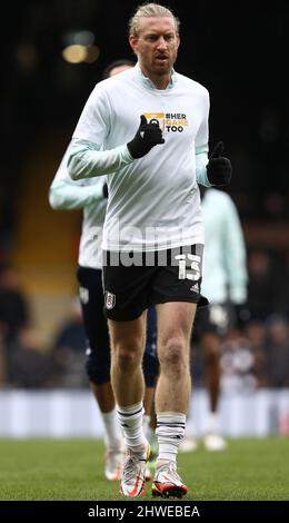 Londres, Angleterre, 5th mars 2022. Tim Ram de Fulham se réchauffe avant le match du championnat Sky Bet à Craven Cottage, Londres. Crédit photo à lire: Paul Terry / Sportimage crédit: Sportimage / Alay Live News Banque D'Images