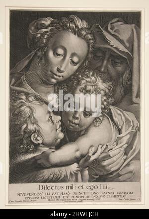 La Sainte famille avec Saint Jean. Artiste: Lucas Kilian, Allemand, 1579–1637After: Cornelis Cornelisz. Van Haarlem, Néerlandais, 1562–1638 Banque D'Images